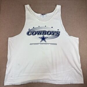 Vintage Dallas Cowboys Tank Top Men XXL‎ White NFL Single Stitch Hanes USA Made